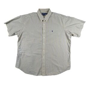 Ralph Lauren Blake XXL Mens Shirt Short Sleeve‎ Button Down Yellow and Blue